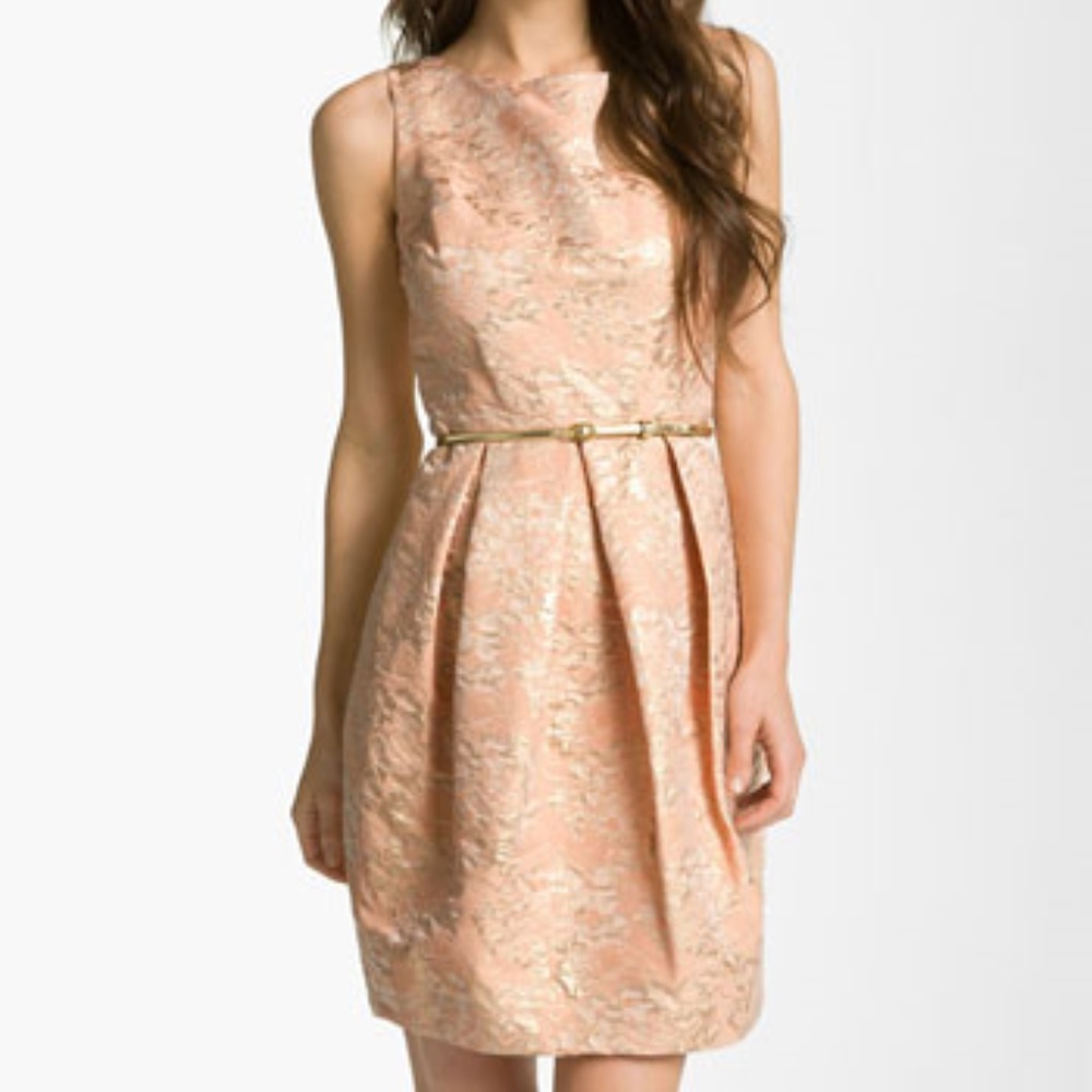Eliza J Belted Cotton Jacquard Tulip Dress Sz 8